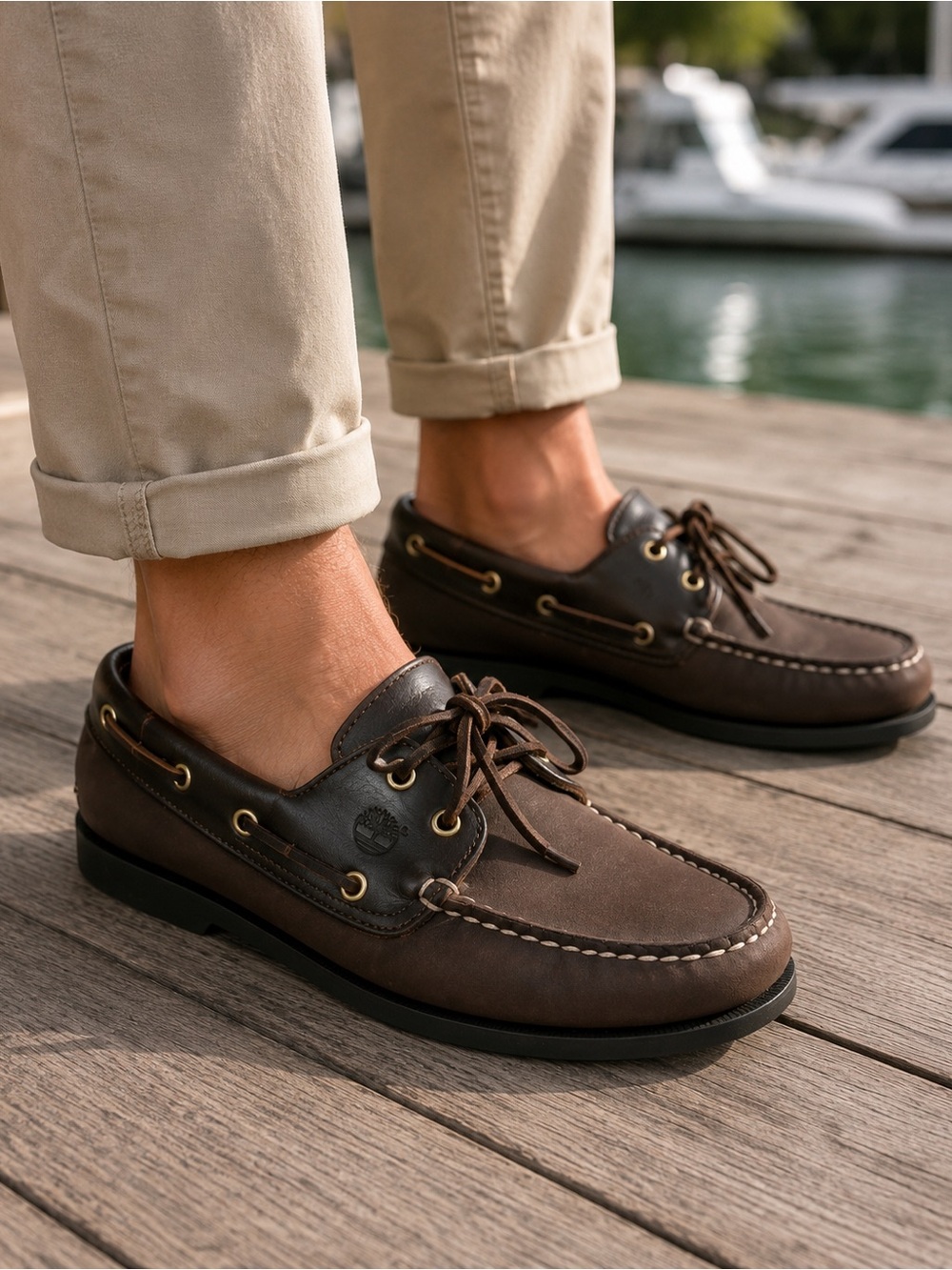 Timberland Men’s Real Leather Boat Shoes Brown Heritage Preppy Nautical Loafers